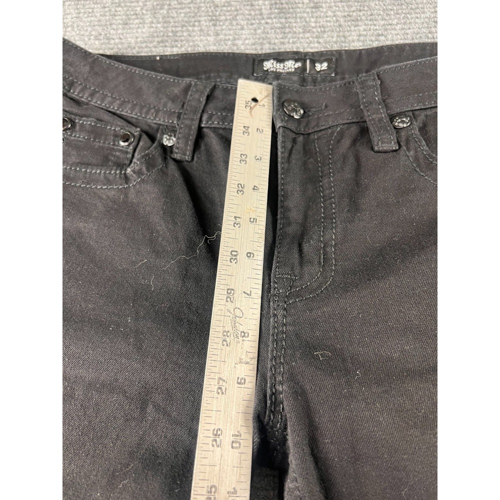 Miss Me Los Angeles Jeans Womens 32 Black Fleur-De-Lis Embellish Skinny Y2K - Picture 4 of 12